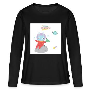 Space - Frauen Premium Bio Langarmshirt - Schwarz - Vorne - Julia (174cm)