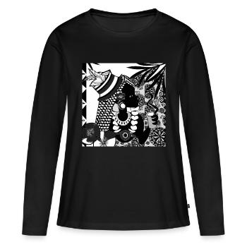 Tahitienne - planète Terre - T-shirt manches longues Premium bio Femme - noir - Devant - Julia (174cm)