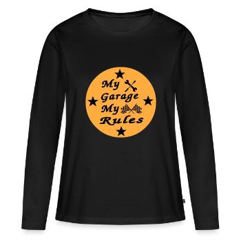 Garage - T-shirt manches longues Premium bio Femme - noir - Devant - Julia (174cm)