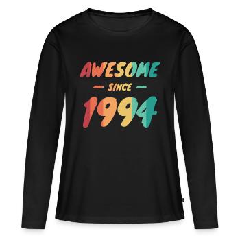 Awesome Since 1994 Geschenkidee Vintage - Frauen Premium Bio Langarmshirt - Schwarz - Vorne - Julia (174cm)