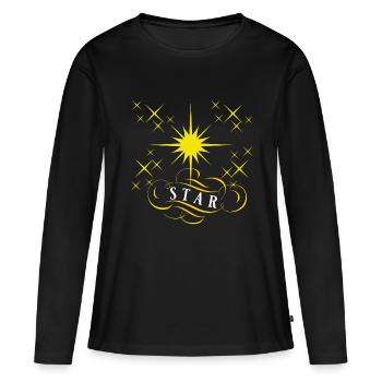 etoile - T-shirt manches longues Premium bio Femme - noir - Devant - Julia (174cm)