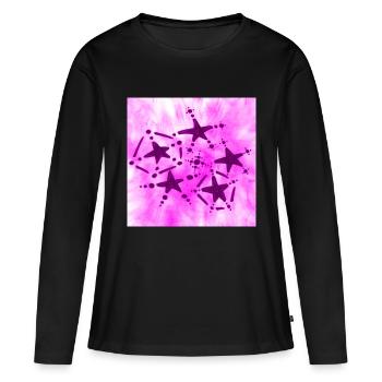 5 ÉTOILES LILAS SOURIANT - T-shirt manches longues Premium bio Femme - noir - Devant - Julia (174cm)