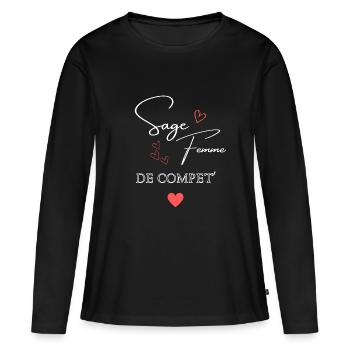 sage femme de competition - T-shirt manches longues Premium bio Femme - noir - Devant - Julia (174cm)
