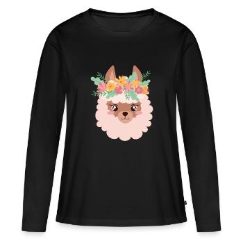 Lama Rosa - Women's Premium Organic Long Sleeve Shirt - black - Front - Julia (174cm)