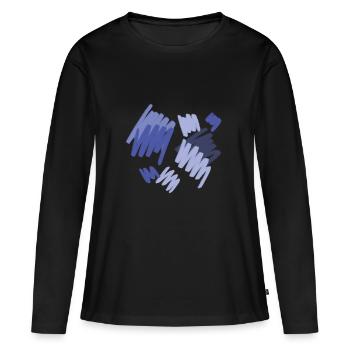 Element Blau - Frauen Premium Bio Langarmshirt - Schwarz - Vorne - Julia (174cm)
