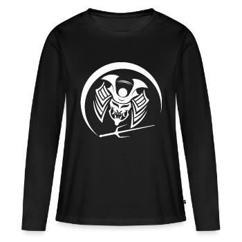 Masque de samouraï Masque de guerrier Masque Oni - T-shirt manches longues Premium bio Femme - noir - Devant - Julia (174cm)