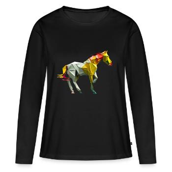 origami géométrie cheval coloré moderne arty - T-shirt manches longues Premium bio Femme - noir - Devant - Julia (174cm)
