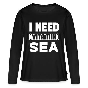 J’ai besoin de vitamine mer - T-shirt manches longues Premium bio Femme - noir - Devant - Julia (174cm)