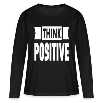 Penser positif - T-shirt manches longues Premium bio Femme - noir - Devant - Julia (174cm)