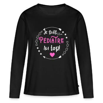 Je suis une pédiatre au top - T-shirt manches longues Premium bio Femme - noir - Devant - Julia (174cm)