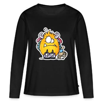 Spuki Luzi - Frauen Premium Bio Langarmshirt - Schwarz - Vorne - Julia (174cm)