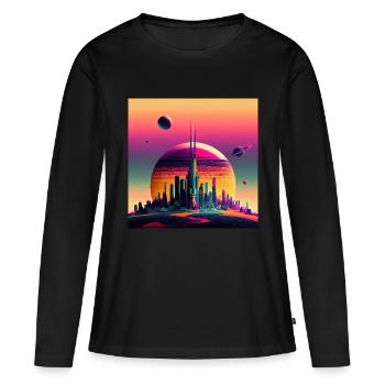 Kolonisation des Saturn - Frauen Premium Bio Langarmshirt - Schwarz - Vorne - Julia (174cm)