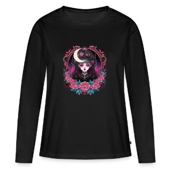 Viktorianische Gothic-Dame - Frauen Premium Bio Langarmshirt - Schwarz - Vorne - Julia (174cm)