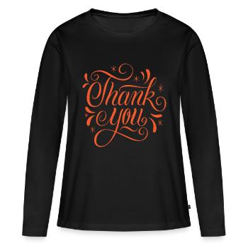 Merci - T-shirt manches longues Premium bio Femme - noir - Devant - Julia (174cm)