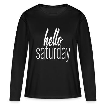 hello Saturday - Frauen Premium Bio Langarmshirt - Schwarz - Vorne - Julia (174cm)