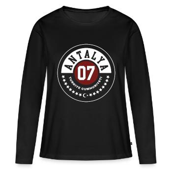 Antalya - T-shirt manches longues Premium bio Femme - noir - Devant - Julia (174cm)