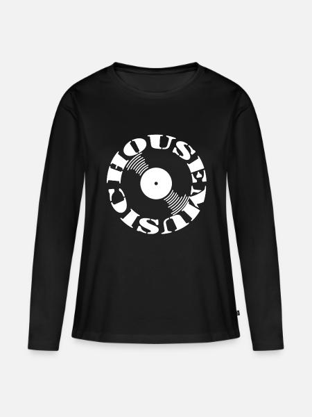 House Music Record Spins - Frauen Premium Bio Langarmshirt - Schwarz