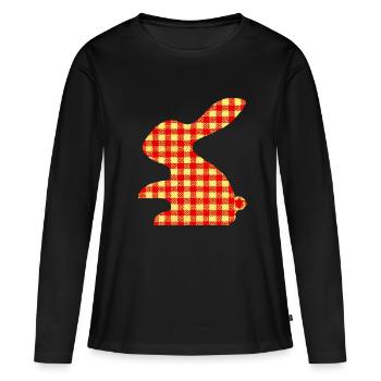 Lapin de Pâques - T-shirt manches longues Premium bio Femme - noir - Devant - Julia (174cm)