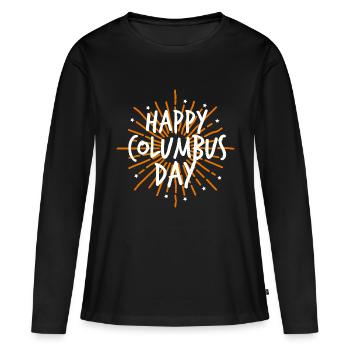 HAPPY COLUMBUS TAG 2 - Frauen Premium Bio Langarmshirt - Schwarz - Vorne - Julia (174cm)