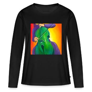 Cello - Frauen Premium Bio Langarmshirt - Schwarz - Vorne - Julia (174cm)