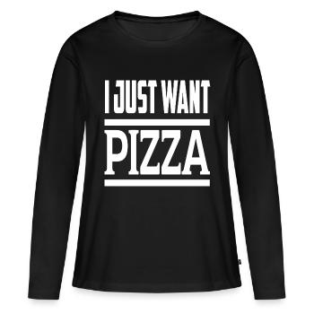 Je veux juste une pizza - T-shirt manches longues Premium bio Femme - noir - Devant - Julia (174cm)
