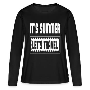 C’est l’été que nous voyageons - T-shirt manches longues Premium bio Femme - noir - Devant - Julia (174cm)