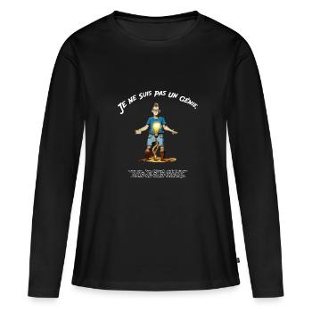 Je ne suis pas un génie - T-shirt manches longues Premium bio Femme - noir - Devant - Julia (174cm)