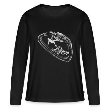 Kletter Karabiner - Frauen Premium Bio Langarmshirt - Schwarz - Vorne - Julia (174cm)