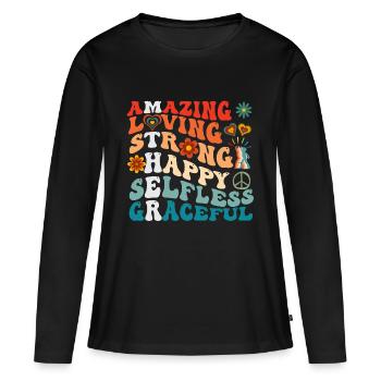 Amazing MOTHER - Fête des mères - Mother's day - T-shirt manches longues Premium bio Femme - noir - Devant - Julia (174cm)