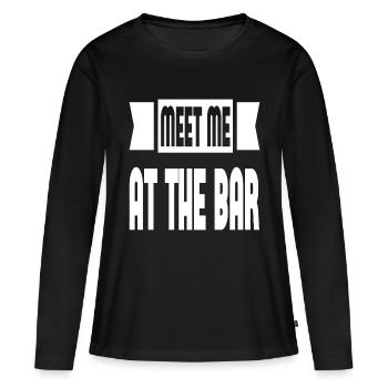 Rencontrez-moi au bar - T-shirt manches longues Premium bio Femme - noir - Devant - Julia (174cm)