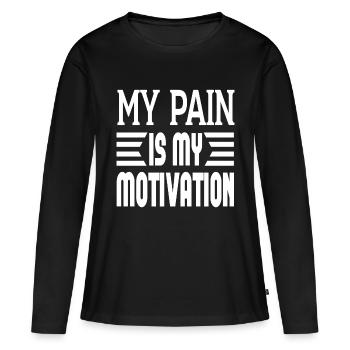 Ma douleur est ma motivation - T-shirt manches longues Premium bio Femme - noir - Devant - Julia (174cm)