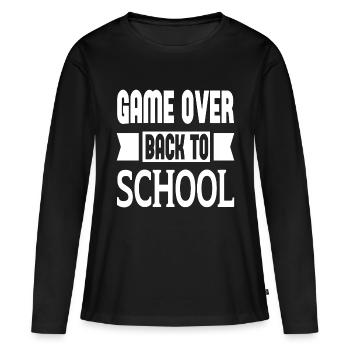 Game Over Retour à l’école - T-shirt manches longues Premium bio Femme - noir - Devant - Julia (174cm)