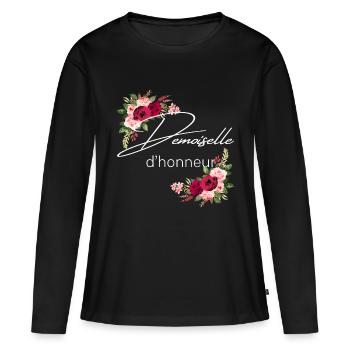 Demoiselle d’honneur - T-shirt manches longues Premium bio Femme - noir - Devant - Julia (174cm)