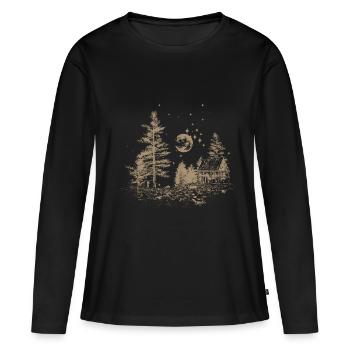 Maison solitaire - T-shirt manches longues Premium bio Femme - noir - Devant - Julia (174cm)