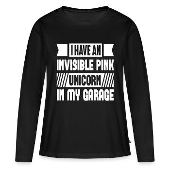 J’ai une licorne rose invisible dans mon garage - T-shirt manches longues Premium bio Femme - noir - Devant - Julia (174cm)