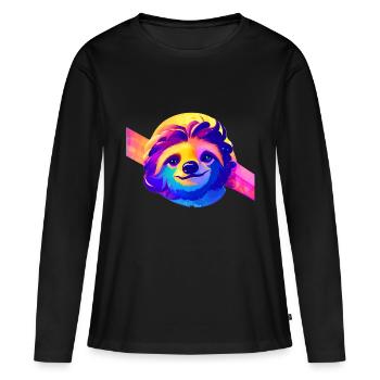 Fatigue paresseuse Paresseux Dessin de paresseux - T-shirt manches longues Premium bio Femme - noir - Devant - Julia (174cm)