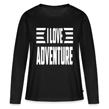 J’aime l’aventure - T-shirt manches longues Premium bio Femme - noir - Devant - Julia (174cm)