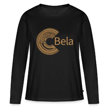 Pour Bela - T-shirt manches longues Premium bio Femme - noir - Devant - Julia (174cm)