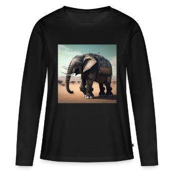 Éléphant au Kenya 2 - T-shirt manches longues Premium bio Femme - noir - Devant - Julia (174cm)