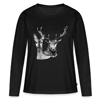 Deer and doe - Women's Premium Organic Long Sleeve Shirt - black - Front - Julia (174cm)
