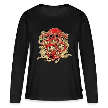 Soupe de Darumas - T-shirt manches longues Premium bio Femme - noir - Devant - Julia (174cm)