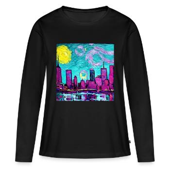 New York city van gogh - Women's Premium Organic Long Sleeve Shirt - black - Front - Julia (174cm)