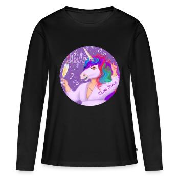 JGA Einhorn mit Sektglas - Team Braut - Frauen Premium Bio Langarmshirt - Schwarz - Vorne - Julia (174cm)