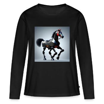 Roboterpferd Version 1 - Frauen Premium Bio Langarmshirt - Schwarz - Vorne - Julia (174cm)