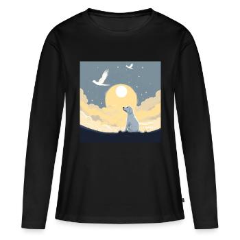 Hund im Himmel - Vierbeiner verlässt die Welt - Frauen Premium Bio Langarmshirt - Schwarz - Vorne - Julia (174cm)