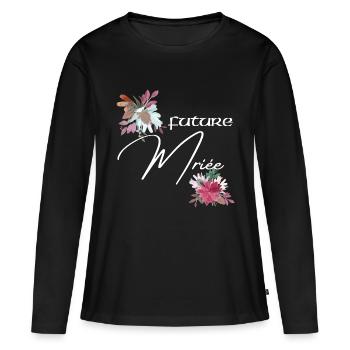 Future mariée floral - T-shirt manches longues Premium bio Femme - noir - Devant - Julia (174cm)