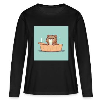 Castor mignon dans la baignoire - T-shirt manches longues Premium bio Femme - noir - Devant - Julia (174cm)
