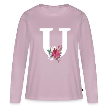 Floral letter - Women's Premium Organic Long Sleeve Shirt - dusky pink - Front - Julia (174cm)