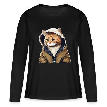 Cute Cat Ur-Tshirt - Frauen Premium Bio Langarmshirt - Schwarz - Vorne - Julia (174cm)