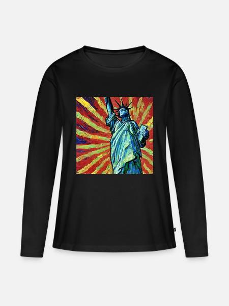 Van Gogh Freiheitsstatue - Frauen Premium Bio Langarmshirt - Schwarz